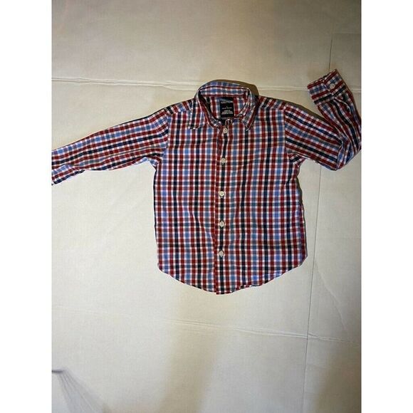 Boys Nautica Button-Down Dress Shirt Checkered Gingham Size 5 - Picture 1 of 5